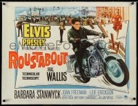 2j116 ROUSTABOUT linen 1/2sh 1964 roving, restless, reckless Elvis Presley on motorcycle!