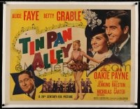 2j121 TIN PAN ALLEY linen style B 1/2sh 1940 Alice Faye, Betty Grable, Jack Oakie, John Payne, rare!