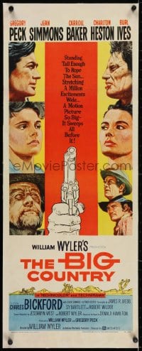 2j057 BIG COUNTRY linen insert 1958 Gregory Peck, Charlton Heston, William Wyler classic!
