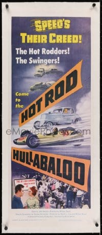 2j062 HOT ROD HULLABALOO linen insert 1966 speed's their creed, the Jet-Age crowd - they're with it!