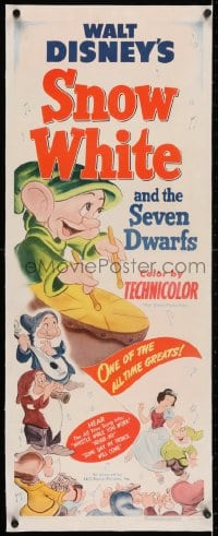 2j071 SNOW WHITE & THE SEVEN DWARFS linen insert R1951 Walt Disney, different art, very rare!