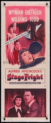 2j072 STAGE FRIGHT linen insert 1950 Marlene Dietrich, Jane Wyman, directed by Alfred Hitchcock!
