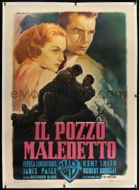 2j016 THIS SIDE OF THE LAW linen Italian 1p 1952 different Martinati film noir art of Lindfors & Smith!