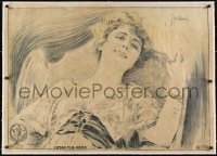 2j273 CAESAR FILM linen Italian 27x38 1910s Giovanni Spellani art of pretty smiling actress, rare!