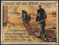 2j160 BAUER HILF DIE STADTE HUNGERN linen 29x37 German special poster 1919 Jaeckel farmer art, rare!