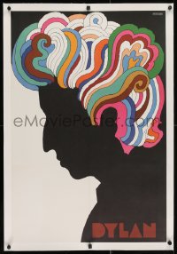 2j132 DYLAN linen 22x33 album insert poster 1967 colorful silhouette art of Bob by Milton Glaser!