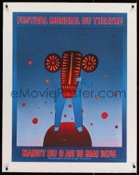2j318 FESTIVAL MONDIAL DU THEATRE linen 24x32 French film festival poster 1975 Jean-Michel Folon art!