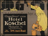 2j147 HOTEL KOSCHEL 28x37 German advertising poster 1914 Friedrich Rumpf art of man hailing taxi!