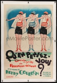 2j040 QU'EN PENSEZ-VOUS linen 31x47 French stage poster 1929 Mille art of sexy girls dressed alike!