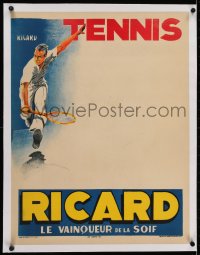 2j150 RICARD linen 20x26 French advertising poster 1930s licorice aperitif ad with tennis player!