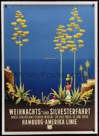 2j045 HAMBURG AMERICA LINE linen 34x47 German travel poster 1930s Anton art of Atlantic Islands!