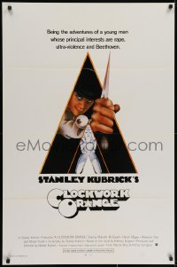 2k140 CLOCKWORK ORANGE int'l 1sh 1972 Stanley Kubrick classic, Castle art of Malcolm McDowell!