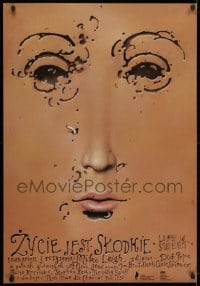 2k204 LIFE IS SWEET Polish 27x39 1994 cool different Walkuski art of worms making holes in face!