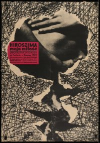 2k206 HIROSHIMA MON AMOUR Polish 23x33 1960 great Zagorski art of lovers in mushroom cloud!