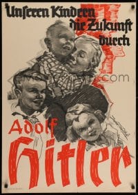 2k092 ADOLF HITLER 24x34 German political poster 1936 he wants the country to be racially pure!