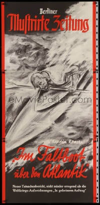 2k032 IM FALTBOOT UBER DEM ATLANTIK 33x71 German special poster 1928 Linneroyel art of Franz Romer!