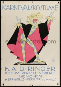 2k045 KARNEVALSKOSTUME 33x47 German advertising poster 1929 best Allman art of colorful harlequin!