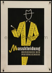 2k110 MASSKLEIDUNG 24x33 German advertising poster 1930s cool art of man in tape measure suit!
