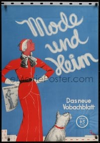 2k111 MODE UND HEIM 24x33 German advertising poster 1931 Jo Wro art of fashionable woman & dog!