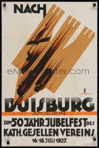 2k125 NACH DUISBURG 19x28 German exhibition poster 1927 iconic Fritz Landwehr Art Deco, ultra rare!