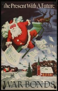 2k083 PRESENT WITH A FUTURE 14x22 WWII war poster 1942 Adolf Dehn art of Santa giving war bonds!