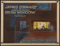 2m064 REAR WINDOW style B 1/2sh 1954 Alfred Hitchcock, art of Jimmy Stewart & Grace Kelly in window!