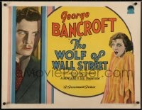 2m070 WOLF OF WALL STREET B 1/2sh 1929 George Bancroft gets revenge on wife Olga Baclanova, rare!