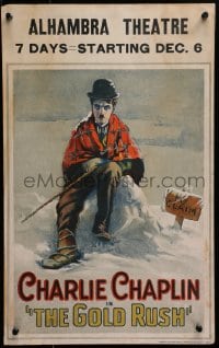 2m127 GOLD RUSH WC 1925 great art of Charlie Chaplin freezing in the snow by his claim, ultra rare!
