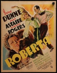 2m135 ROBERTA WC 1935 art of Irene Dunne + full-length Astaire & Rogers dancing by Irvino Boyer!