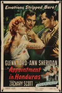 2p053 APPOINTMENT IN HONDURAS 1sh 1953 Jacques Tourneur directed, sexy Ann Sheridan & Glenn Ford!
