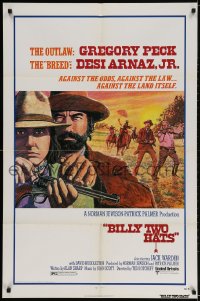 2p090 BILLY TWO HATS 1sh 1974 cool art of outlaw cowboys Gregory Peck & Desi Arnaz Jr.!