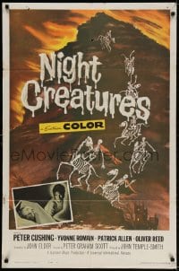 2p145 CAPTAIN CLEGG 1sh 1962 Hammer, horror art of skeletons riding skeleton horses, Night Creatures