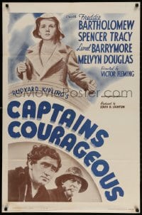 2p146 CAPTAINS COURAGEOUS 1sh R1962 Spencer Tracy, Freddie Bartholomew, Lionel Barrymore!