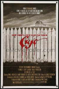 2p190 CUJO 1sh 1983 Stephen King, horrifying artwork of bloody fence & house by Robert Tanenbaum!