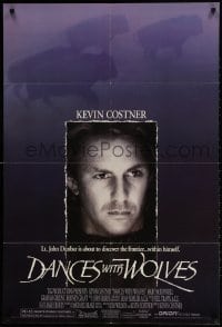 2p194 DANCES WITH WOLVES DS 1sh 1990 Kevin Costner directs & stars, image of buffalo!