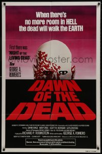 2p199 DAWN OF THE DEAD 1sh 1979 George Romero, no more room in HELL for the dead, red title design