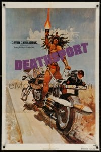 2p211 DEATHSPORT teaser 1sh 1978 David Carradine, great artwork of futuristic battle motorcycle!