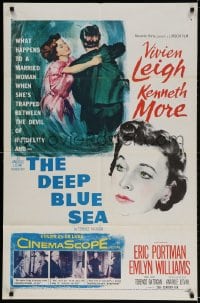 2p214 DEEP BLUE SEA 1sh 1955 artwork of pretty Vivien Leigh held by Kenneth More, Anatole Litvak!