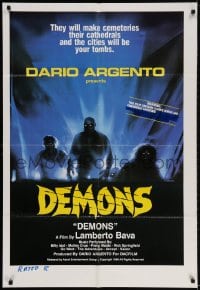 2p215 DEMONS 1sh 1986 Dario Argento, Enzo Sciotti artwork of shadowy monster people!