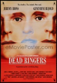 2p206 DEAD RINGERS English 1sh 1989 Jeremy Irons & Genevieve Bujold, directed by David Cronenberg!