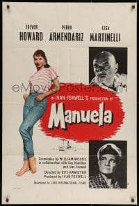 2p574 MANUELA English 1sh 1957 Trevor Howard, Pedro Armendariz, full-length Elsa Martinelli!