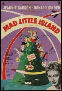 2p745 ROCKETS GALORE English 1sh 1957 Mad Little Island, great art of cast on forbidden island!