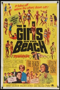 2p342 GIRLS ON THE BEACH 1sh 1965 Beach Boys, Lesley Gore, LOTS of sexy babes in bikinis!