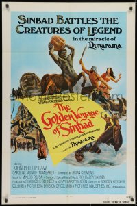 2p347 GOLDEN VOYAGE OF SINBAD int'l 1sh 1974 Ray Harryhausen, cool fantasy art by Mort Kunstler!