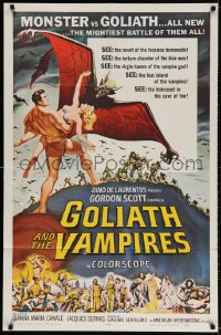 2p351 GOLIATH & THE VAMPIRES 1sh 1964 Maciste Contro il Vampiro, cool fantasy art by Reynold Brown