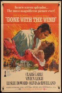 2p352 GONE WITH THE WIND 1sh R1968 Howard Terpning art of Gable carrying Leigh over burning Atlanta!