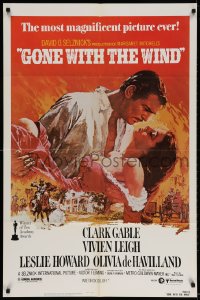 2p355 GONE WITH THE WIND 1sh R1980s Clark Gable, Vivien Leigh, Terpning artwork, all-time classic!