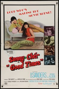 2p356 GOOD TIMES 1sh 1967 first William Friedkin, great image of young Sonny & Cher on couch!