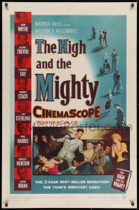 2p408 HIGH & THE MIGHTY 1sh 1954 John Wayne & Claire Trevor, William Wellman airplane disaster!