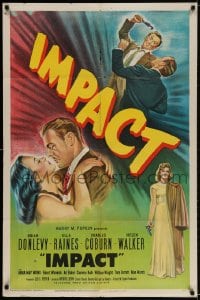 2p449 IMPACT 1sh 1949 cool art, Brian Donlevy, Ella Raines, Charles Coburn, film noir!